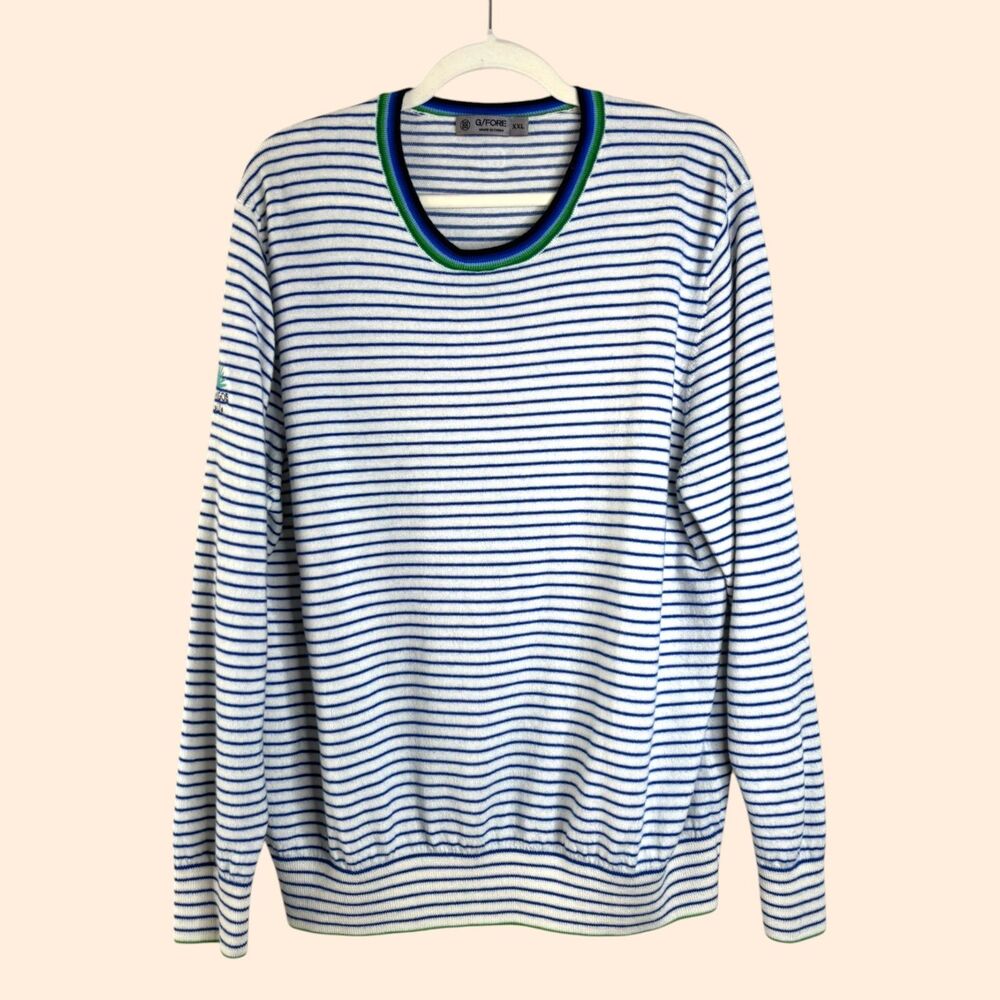 G/FORE Wool Striped Crew Sweater